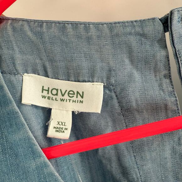 HAVEN WELL WITHIN x TALBOTS Tank Size XXL Chambray Sleeveless Tencel Cropped NWT - Picture 4 of 13